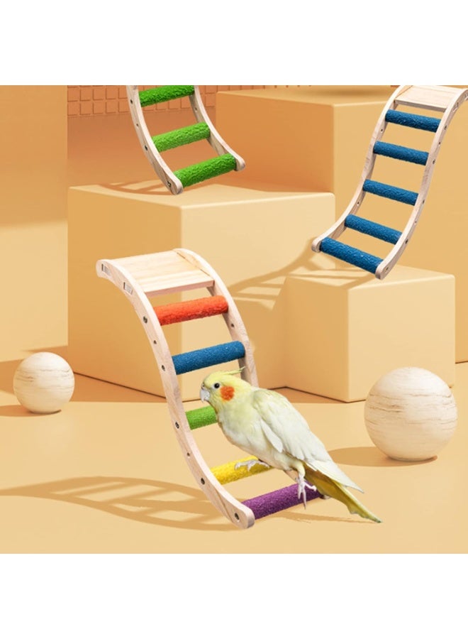 SAAS جسر سلم الطيور، سلم تسلق خشبي لطيور الببغاء والهامستر، جسر تسلق للحيوانات لطحن مناقيرها وقص مخالبها، منصة للطيور، سلم تسلق للسناجب وطيور السكر (قوس قزح) - Image 4