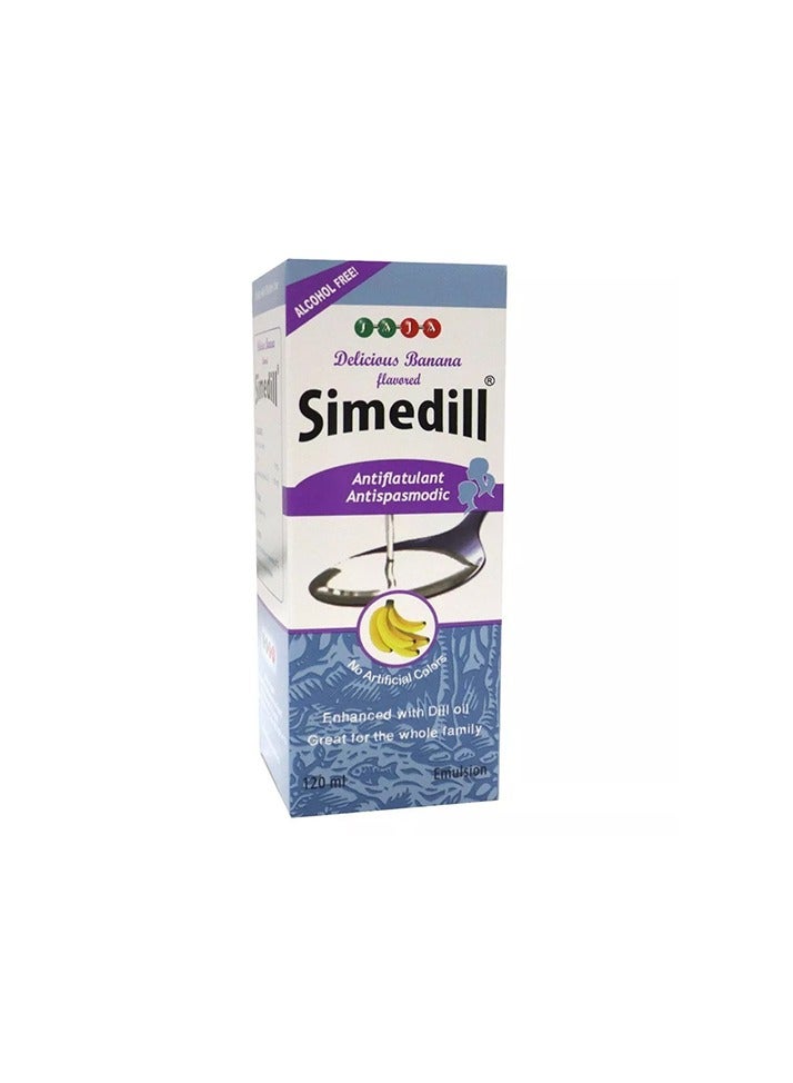 SIMEDILL Antiflatulant, Antispasmodic And Banana Flavored Syrup 120Ml  - Image 1
