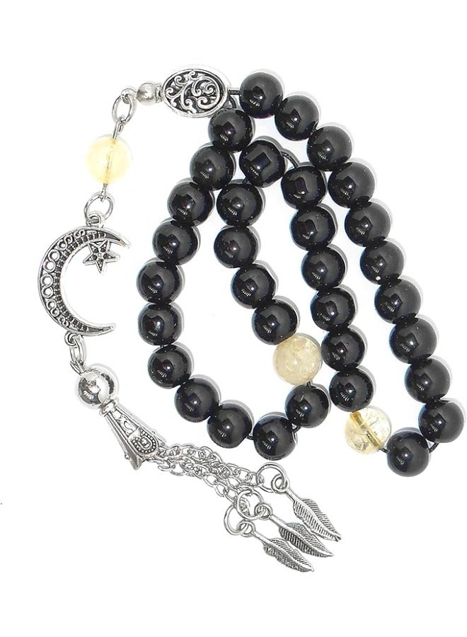 Handmade Rosary – A Unique Combination of Agate Stones with Natural Yellow Citrine Stone for Daily Meditation, Prayer, Positivity & Peace – Perfect Gift for Any Occasion - Image 1