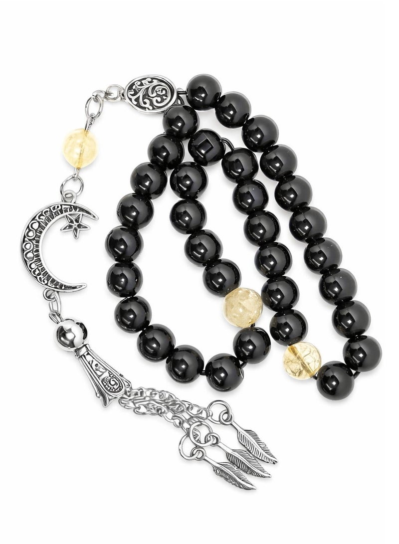 Handmade Rosary – A Unique Combination of Agate Stones with Natural Yellow Citrine Stone for Daily Meditation, Prayer, Positivity & Peace – Perfect Gift for Any Occasion - Image 2