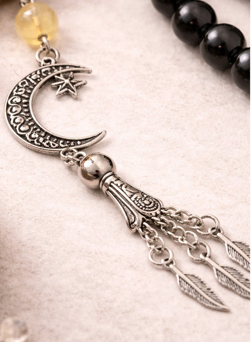 Handmade Rosary – A Unique Combination of Agate Stones with Natural Yellow Citrine Stone for Daily Meditation, Prayer, Positivity & Peace – Perfect Gift for Any Occasion - Image 3