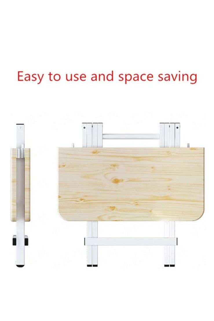 Generic Foldable Table, Portable Camping Table Wooden Square Desk Simple Design, Multifunctional Folding Table Lunch Table, Space Saving Stable and Durable, for Camping Dining Garden Picnic Coffee (Beige 80*80cm)  - Image 2