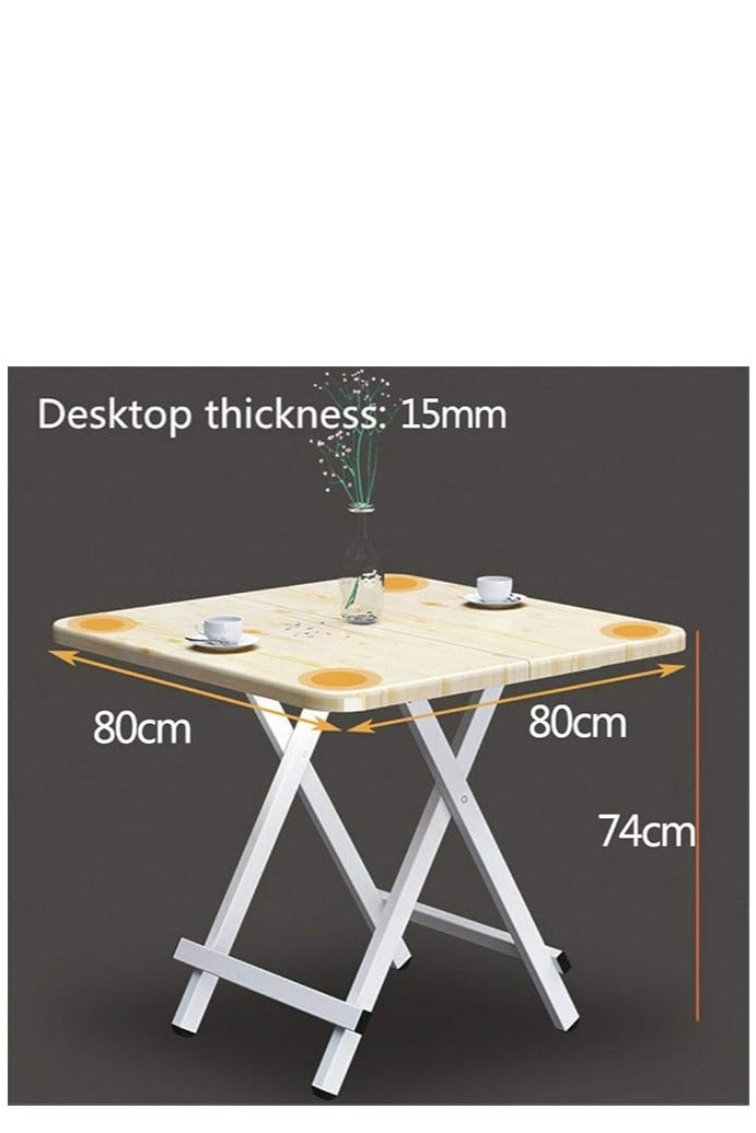 Generic Foldable Table, Portable Camping Table Wooden Square Desk Simple Design, Multifunctional Folding Table Lunch Table, Space Saving Stable and Durable, for Camping Dining Garden Picnic Coffee (Beige 80*80cm)  - Image 3
