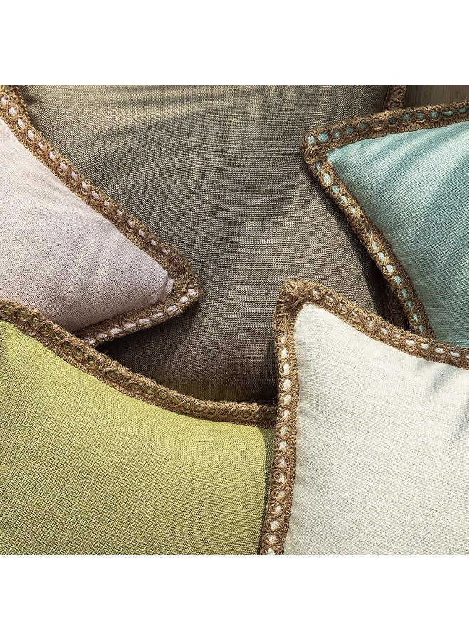 Phantoscope Phantoscope Farmhouse Solid Throw Decorative Pillow Cover Burlap Linen Trimmed Tailored Edges Outdoor Pillow Off White 20 x 20 inches 50 x 50 cm Pack of 1  - Image 4