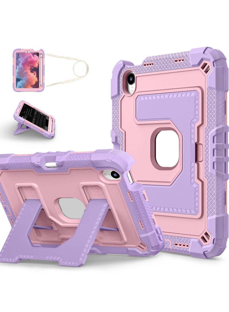 غطاء أطفال مقاوم للصدمات لآيباد ميني 6/7 مع حزام عنق وكتف - غطاء حماية من السقوط للأطفال.