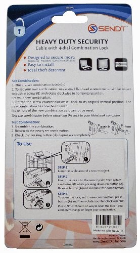 Sendt Pink Notebook/Laptop Combination Lock Security Cable - Image 4