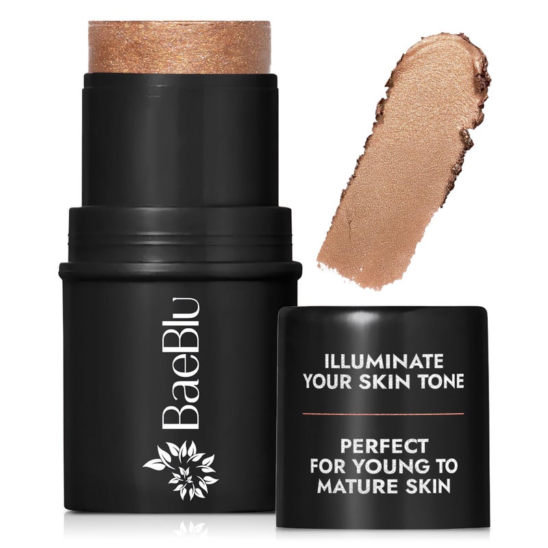 BaeBlu Organic Blush Tube Amaretto 100 Natural Vegan Cream Blush Sticks MultiUse Bronzer Highlighter for Lips Cheeks Eyes Buildable Shimmer GlutenFree ParabenFree Made in USA