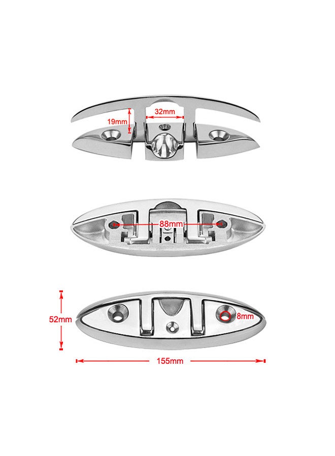 Generic 6 Inch Folding Boat Cleat 316 Stainless Steel Flip Up Flush Dock Mount Cleats for Boat Kayak - Image 2