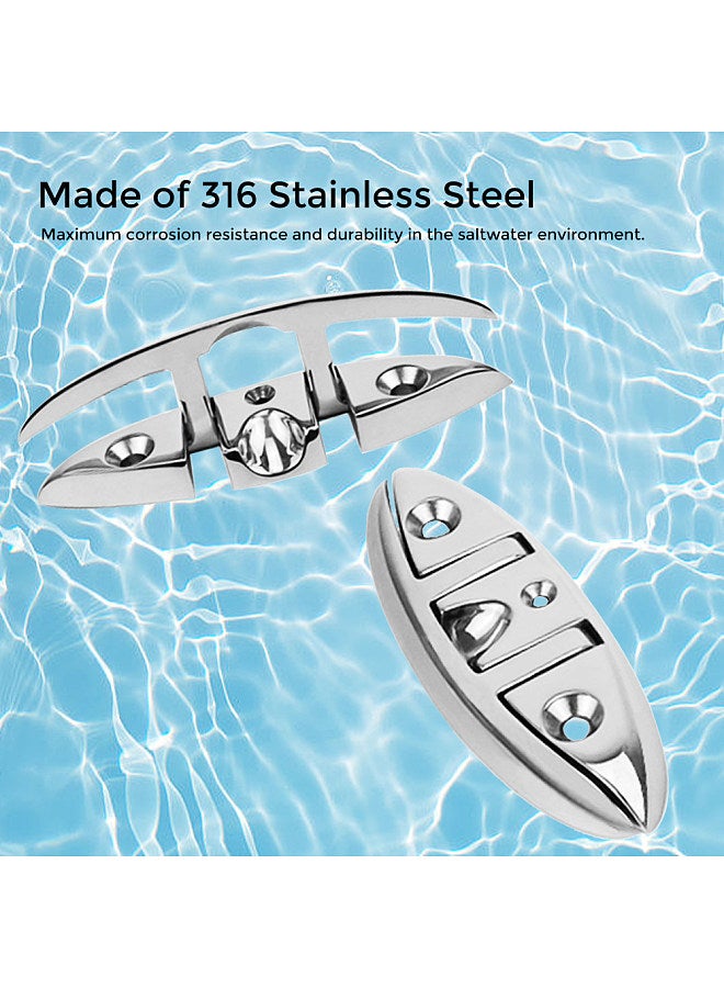 Generic 6 Inch Folding Boat Cleat 316 Stainless Steel Flip Up Flush Dock Mount Cleats for Boat Kayak - Image 5