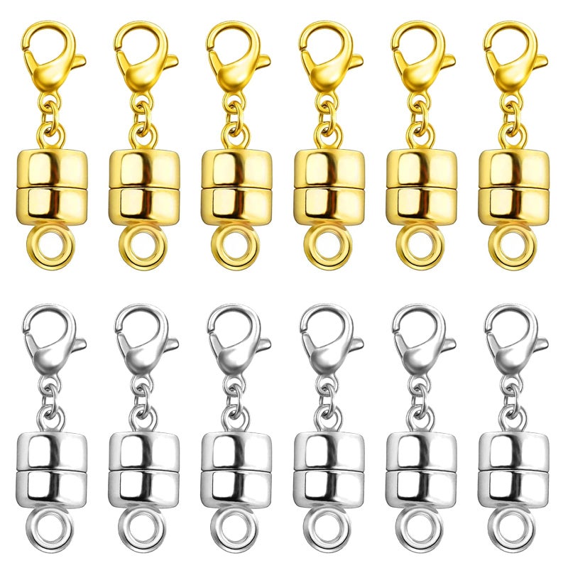 Bonison 12Pcs Magnetic Necklace & Bracelet Clasps  Lobster Clasp  14K Gold & Silver  Easy-To-Use  Hands-Free  Diy Jewelry Project - Image 1