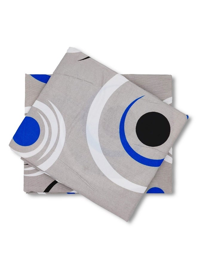 BYFT BYFT Orchard Comfort Grey Abstract Circular Pattern Printed  Single Sheet & One Pillowcase 150 x 230 cm Microfiber  - Image 1