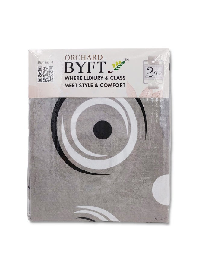 BYFT BYFT Orchard Comfort Grey Abstract Circular Pattern Printed  Single Sheet & One Pillowcase 150 x 230 cm Microfiber  - Image 2