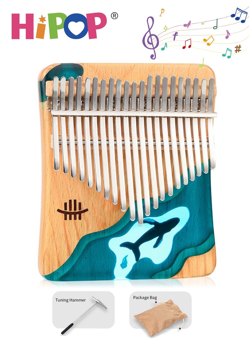HIPOP Thumb Piano Toys, Portable Musical Instruments 21 Keys Kalimba with Resin Casting for Kids and Adults  - Image 1