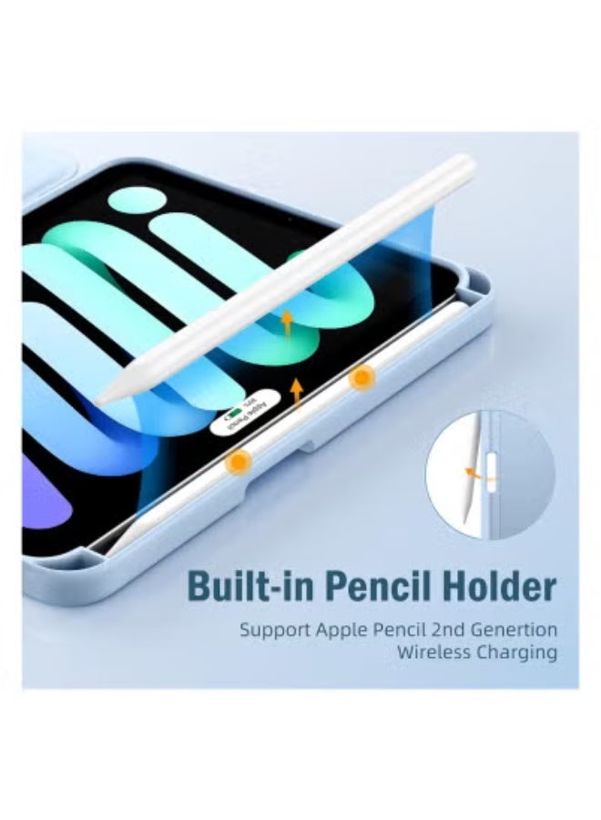 JAJEEK iPad Mini 7 Case 2024 (A17 Pro) for iPad Mini 7th/6th Gen 8.3 Inch – Slim Lightweight Trifold Smart Cover with Pencil Holder – Soft TPU Shockproof Back – Auto Sleep/Wake – Sky Blue Protective Case for iPad Mini 2024/2021 - Image 2