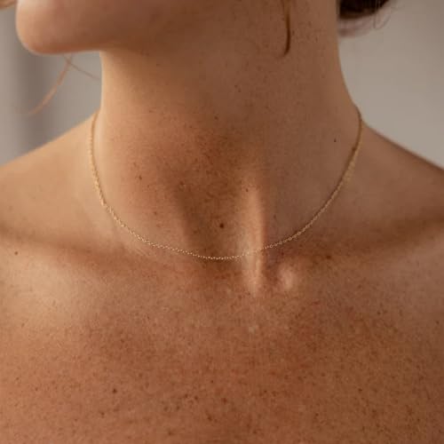 VAMA FASHIONS Simple Anti Tarnish Gold Stainless Steel Western Cable Necklace Chain Neck Chains for Girls - 14 Inches - 1mm Thin Thickness - Image 5