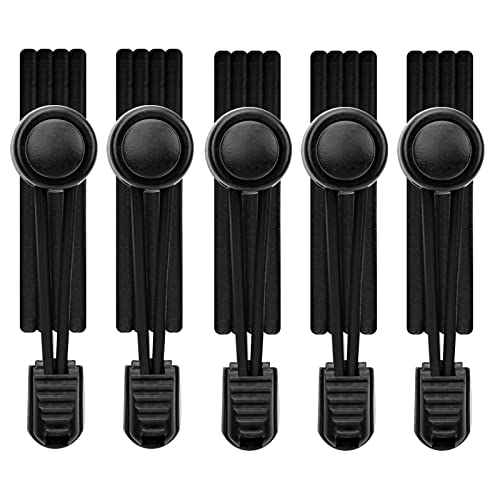 AIXMEET 5 Pairs Pure black shoe laces tieless, No Tie Shoe Laces for adults, Shoe Strings for Sneakers, elastic laces for Kids and Adult, One Size Fits All, shoelaces no tie - Image 1