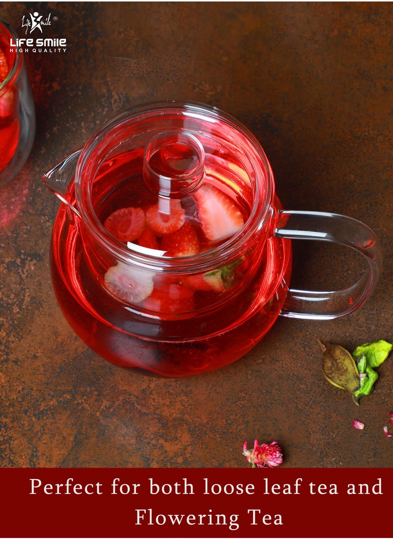 Life Smile - 1200ml Borrosilicate Glass Kettle and Teapot with Infuser - Serves Hot & Cold Beverages Tea, Coffee, Milk Tea and Kambucha - Image 1