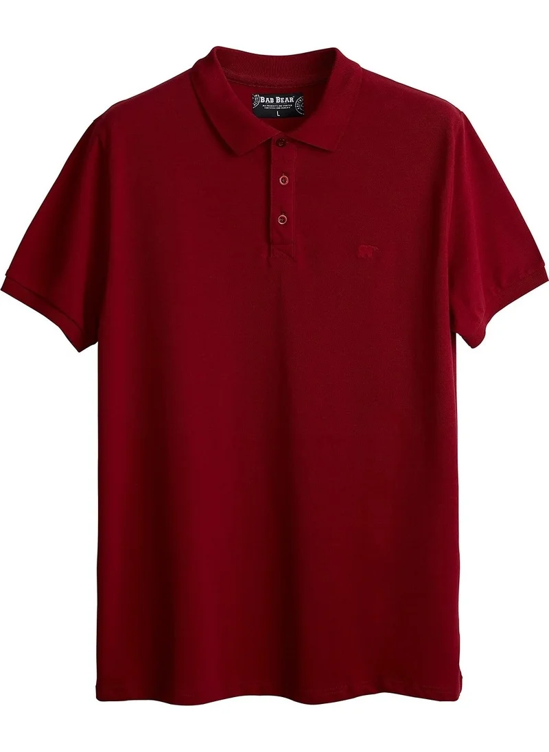 Bad Bear Men's Claret Red Polo Neck T-Shirt