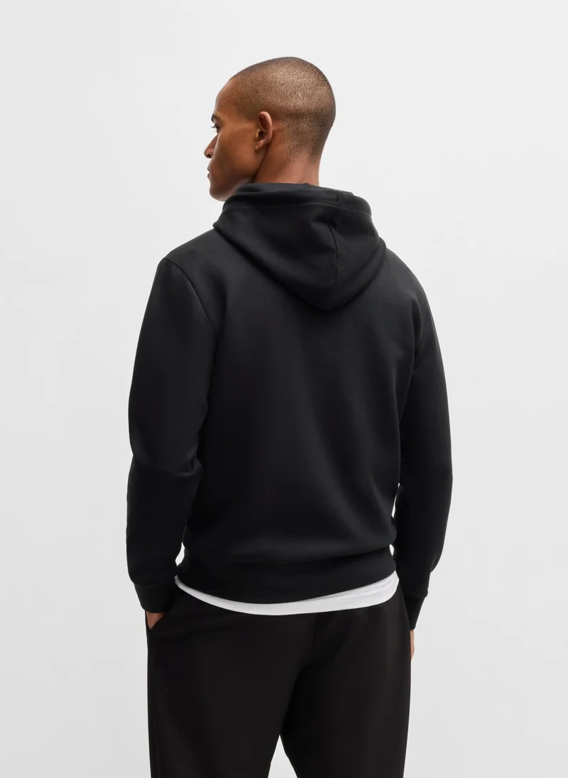 BOSS Stretch-cotton hoodie with layered logo