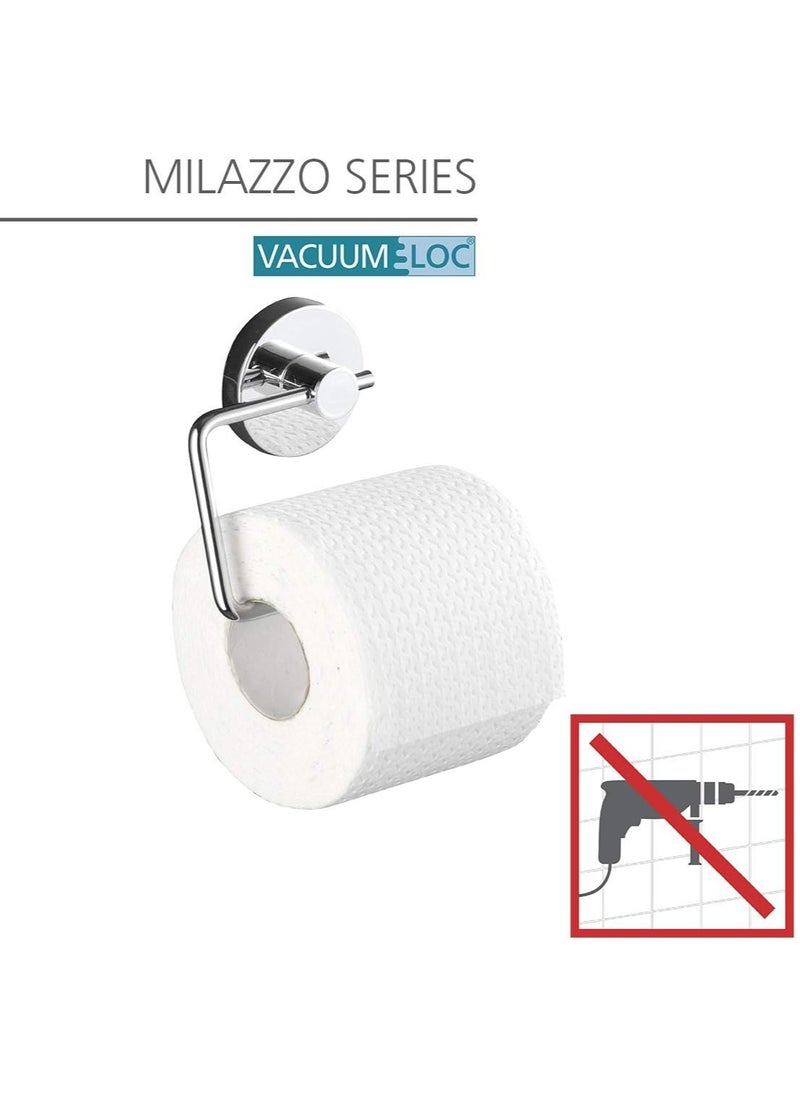 Wenko - WENKO Milazzo Vacuum-loc Toilet-paper Holder - Fixing Without Drilling Steel, Chrome - Image 1