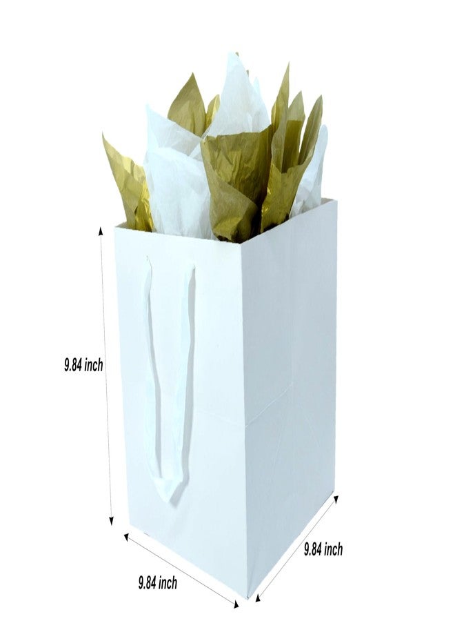 JUNESHE Large White Square Gift Bag with Handles &Tissue Paper, 9.84 inch Giant Big Gift Wrap for Birthday Wedding Party Favors - Image 2