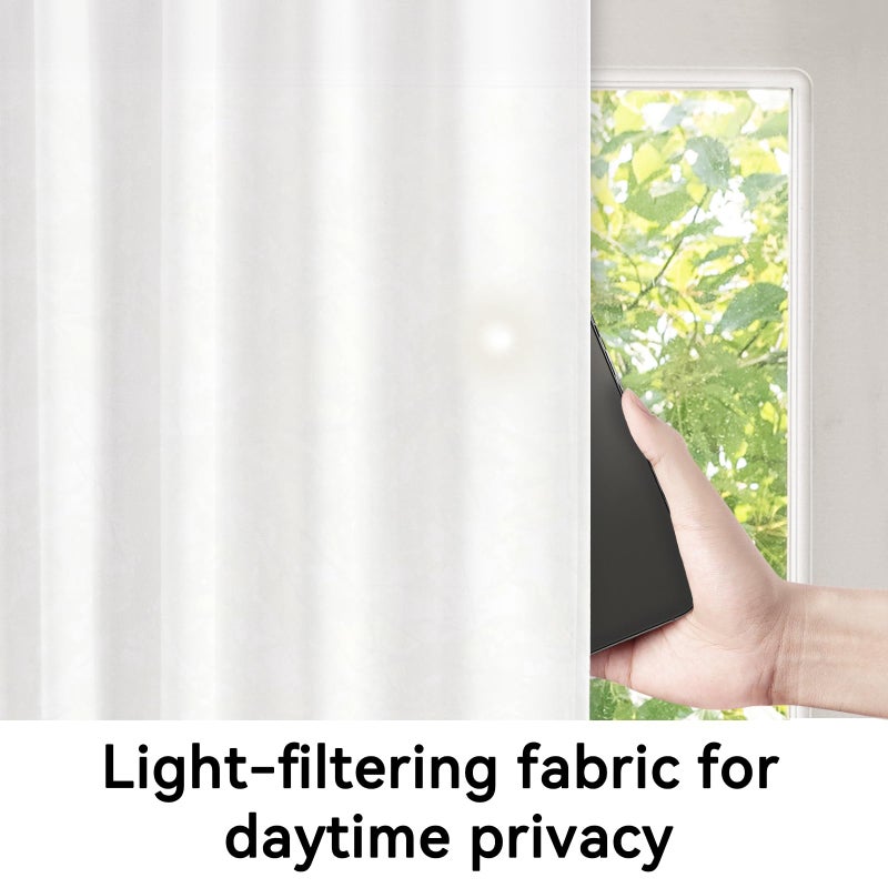 Vatge Self-Adhesive French Door Curtains - Rodless No Drill Light Filtering Window Treatment for Sliding Glass Doors, 1 Panel, W25 x L72, Greyish White - Image 5