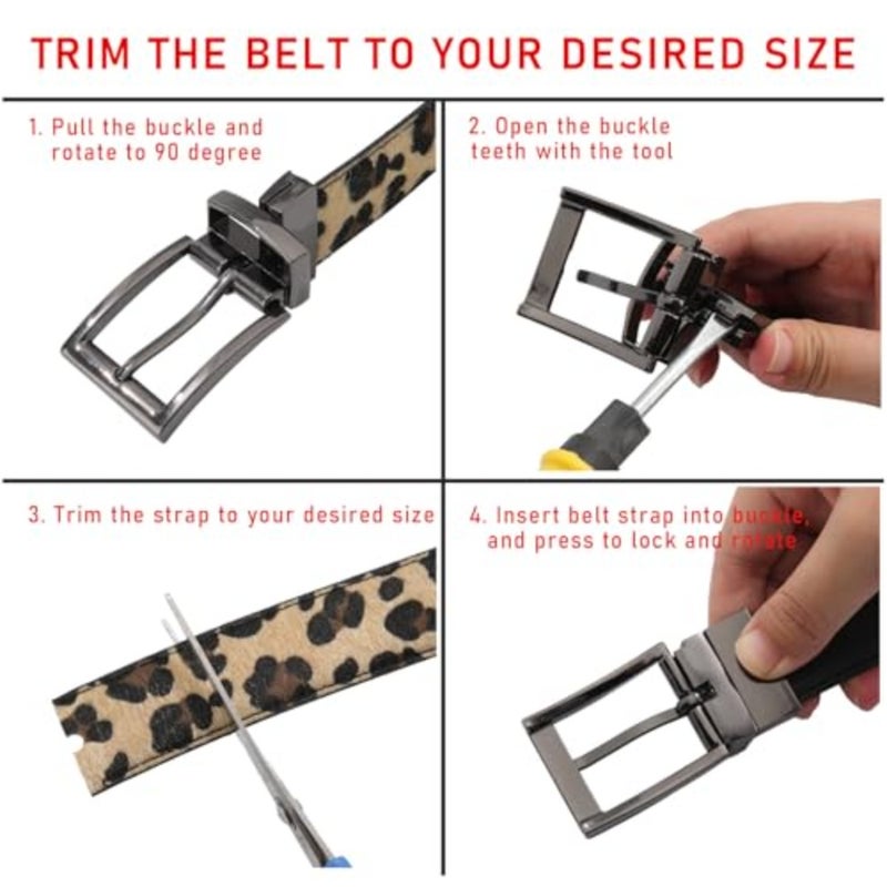 AWAYTR Reversible Leather Belt for Women - Two Color-in-One Belt for Jeans Dress Women Men Belt with Rotated Buckle - Image 4