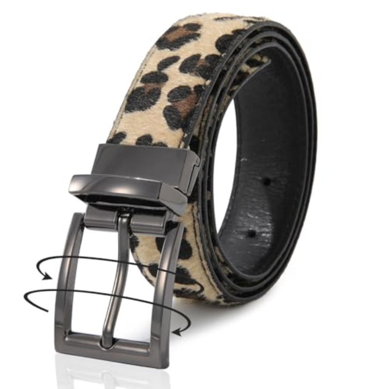 AWAYTR Reversible Leather Belt for Women - Two Color-in-One Belt for Jeans Dress Women Men Belt with Rotated Buckle - Image 1