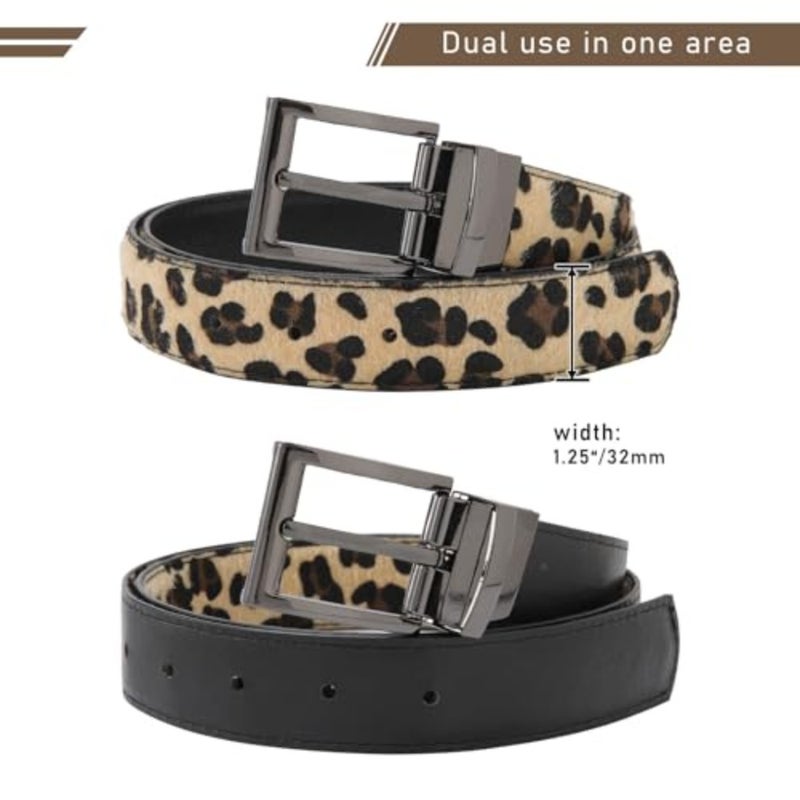 AWAYTR Reversible Leather Belt for Women - Two Color-in-One Belt for Jeans Dress Women Men Belt with Rotated Buckle - Image 2