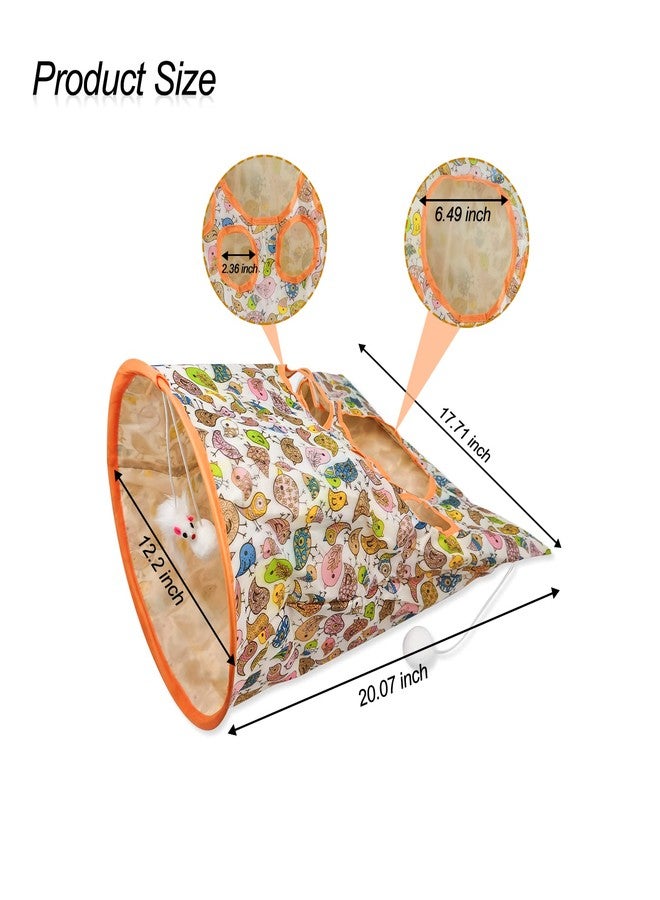 Andiker Cat Tunnel Bags for Indoor Cats, 13x17x12In Foldable Cat Crinkle Bag with 3 White Plush Balls and 1 Mouse 5 Holes for Kitten to Hide and Catch 3 Layers Cat Toy (Bird) - Image 4