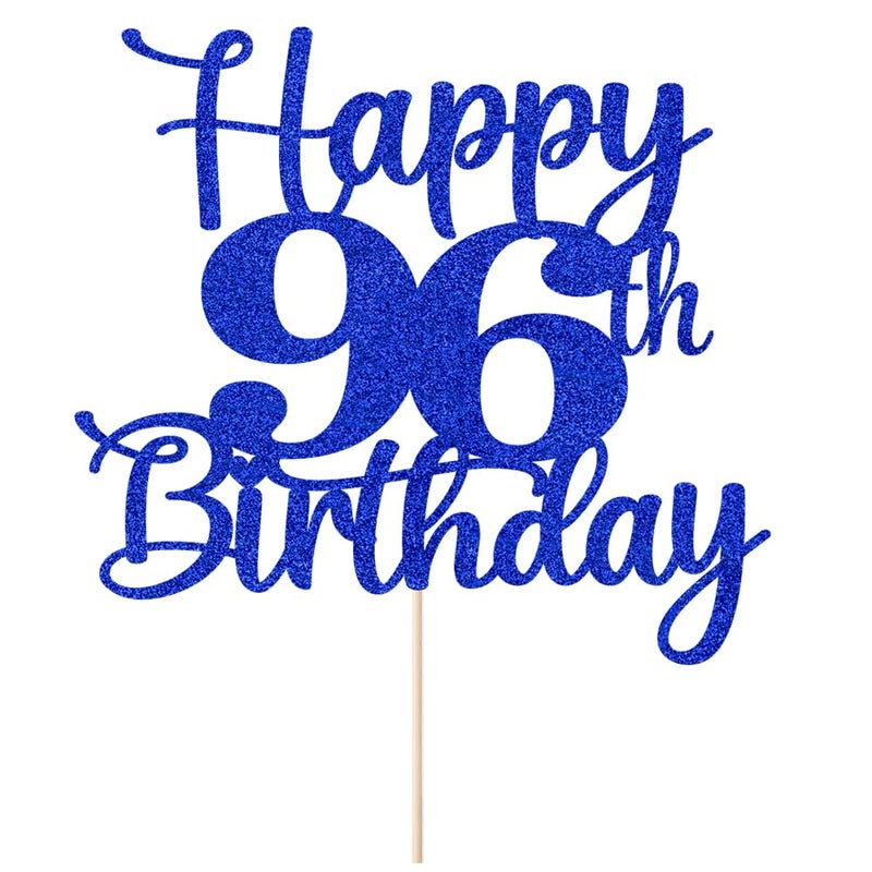 Kaoenla Happy 96th Birthday Cake Topper Hello 96 Cheers to 96 Years 96th Anniversary /96 years old birthday Party Decoration (96th  blue) - Image 1