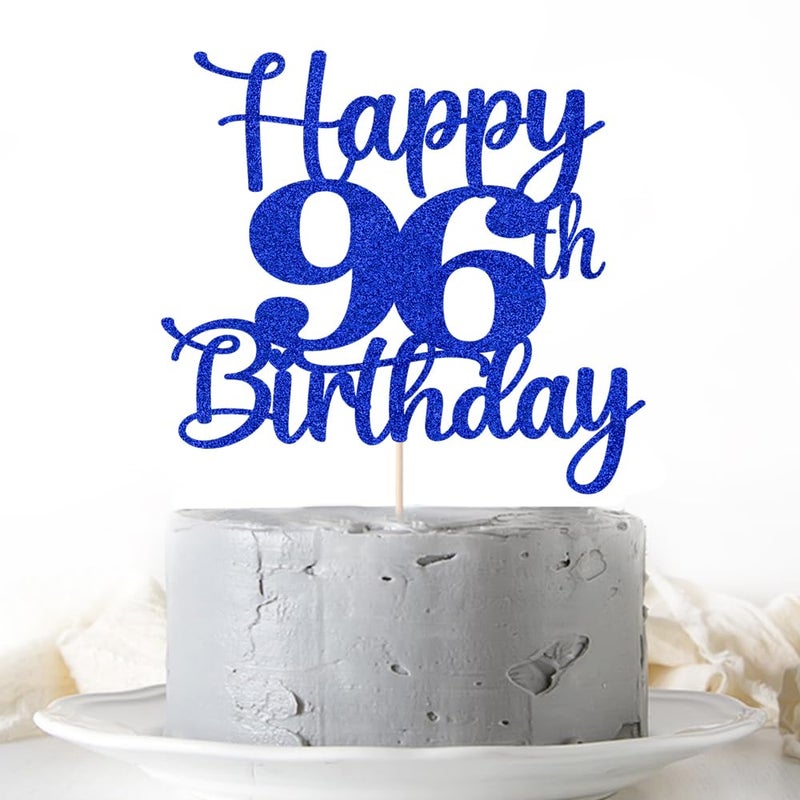 Kaoenla Happy 96th Birthday Cake Topper Hello 96 Cheers to 96 Years 96th Anniversary /96 years old birthday Party Decoration (96th  blue) - Image 5