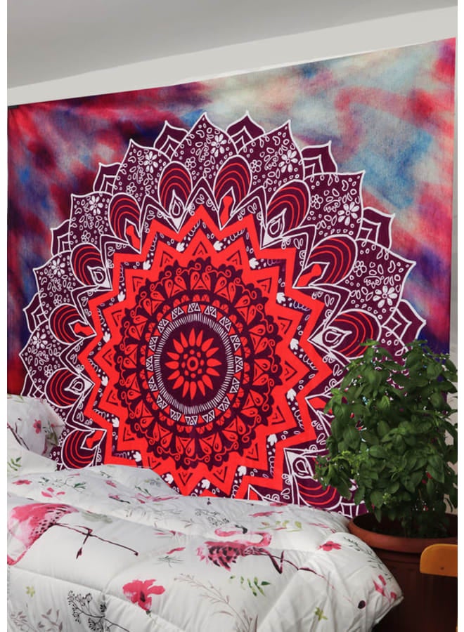 هندي منداله مفرش حائط مطبوع بتصميم ماندالا بوهيمي – ديكور فني هيبي ملون – بوليستر خفيف الوزن  – لتزيين غرفة النوم أو المعيشة أو السكن الجامعي - Image 1