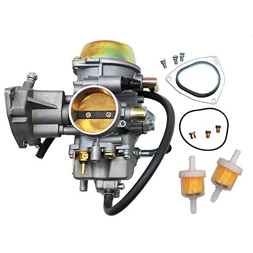 KIPA Carburetor For Yamaha RHINO 660 YFM660 YXR660FA YXR660FSE YXR660FH YXR660 Hunter UTV ATV 2004 2005 2006 2007 Replace OEM part number 5KM149010000 2Pcs New Main jets 2Pcs Fuel Filters