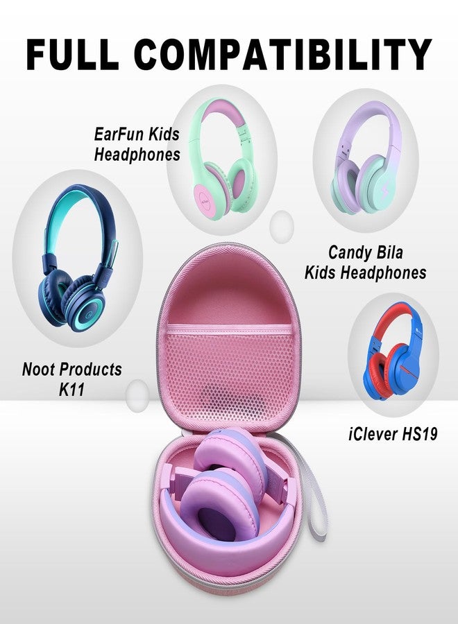 XANAD Kids Headphone Case Compatible with iClever BTH12 / HS19 / BTH26 / JBL JR320BT / JoySpark-T5 / Candy Bila BH03 / EarFun/IMYB/MIDOLA MD-B01 / noot Products Foldable Kids Headphones, Pink (Case Only) - Image 2