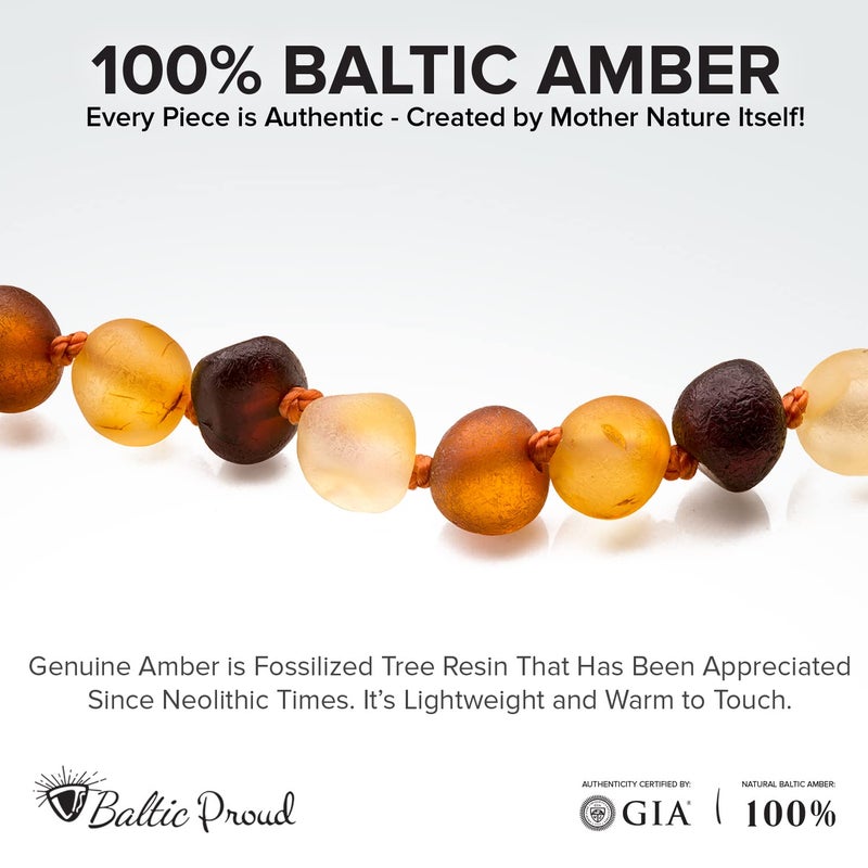 Baltic Proud Raw Baltic Proud Amber Necklace and Bracelet Gift Set (Unisex Multi Raw 12.5 Inches/5.5 Inches) - Certified Premium Quality Raw Baltic Sea Amber - Image 2