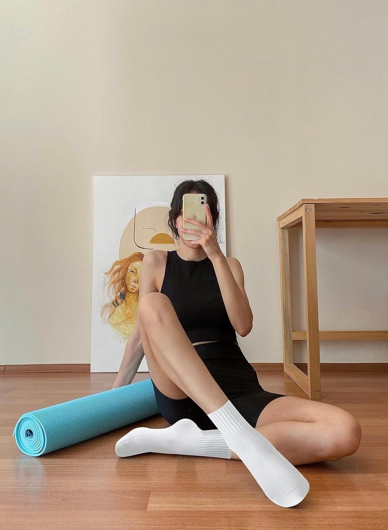 Zikra 2 Pairs Pilates Socks Grip Socks for Women-Non-Slip Yoga Grip Barre Socks for Ballet Dance Barefoot Workout Pregnant Crew Socks - Image 3