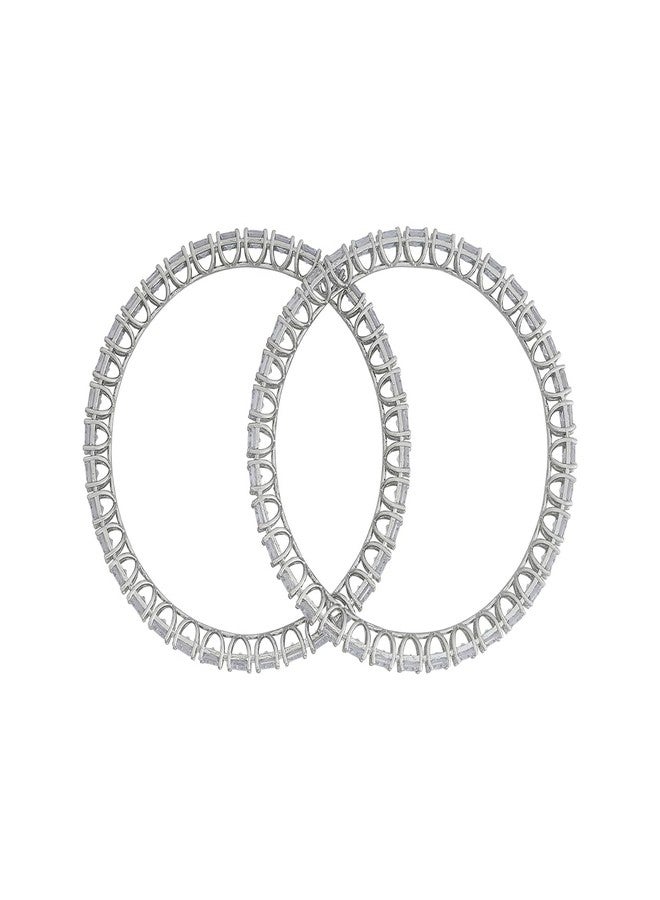 KUSHAL'S Fashion Jewellery White Rodium Polished Copper Zircon Bangles, Best for Festive & Special Occasion - 443274 - Image 3