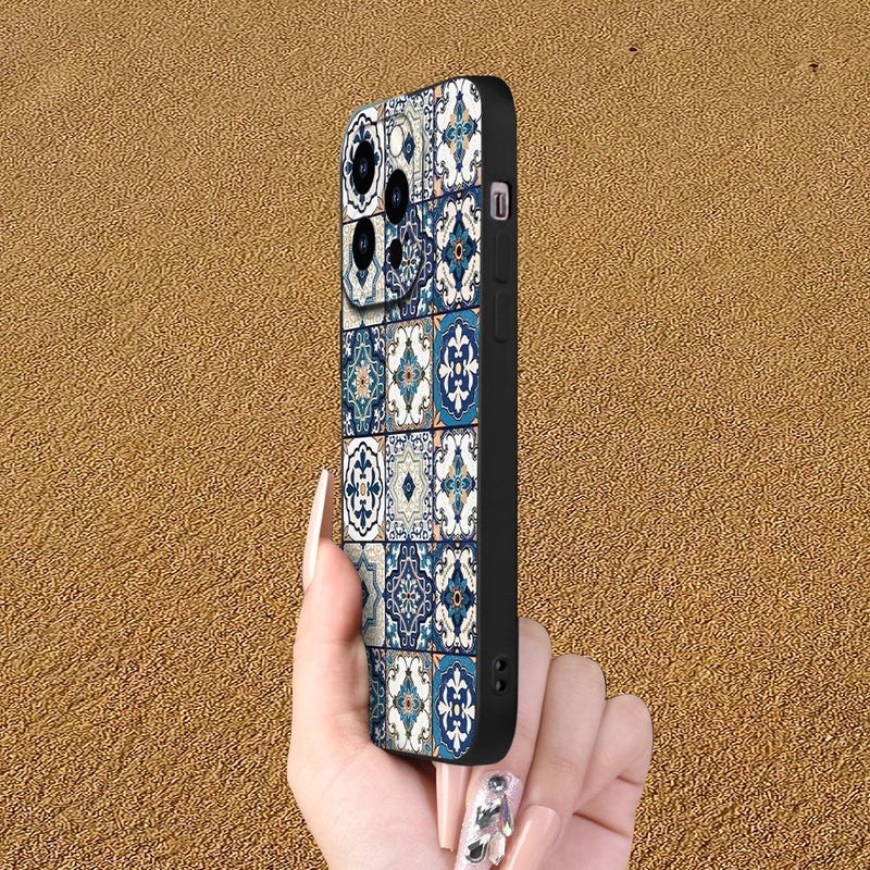 حافظة هاتف بتصميم بلاط رجعي بألوان متعددة لجهاز iPhone XS، متينة ومقاومة للصدمات مع قبضة غير لامعة - Image 4