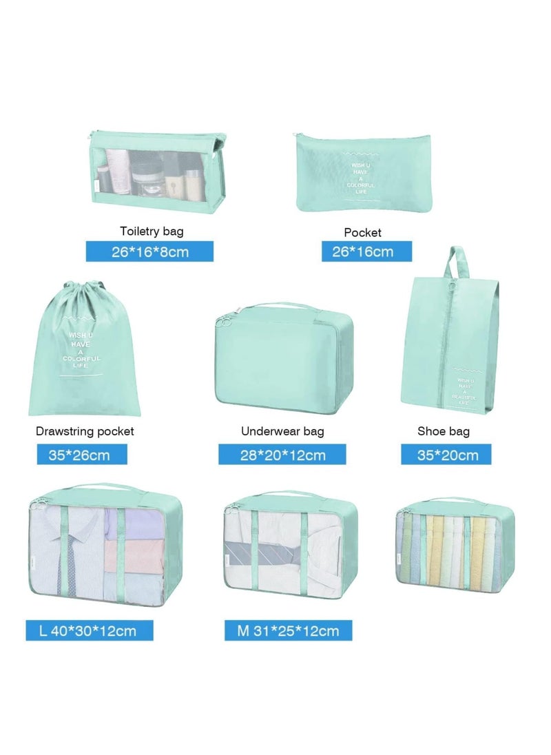 Home Care 8 Set Packing Cubes for Suitcase, Compression Packing Cubes for Carry on Suitcases, Luggage Organizer Packing Cubes for Travel Essentials, Large Mesh Luggage Packing Cubes for Suitcases Blue  - Image 4