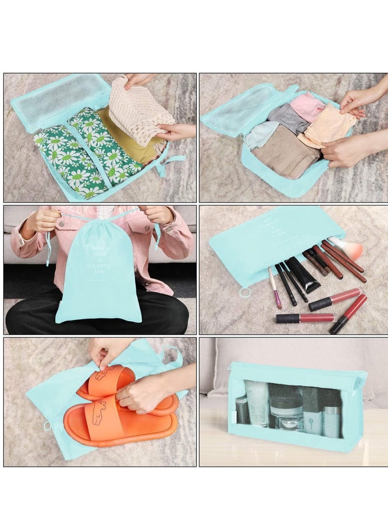 Home Care 8 Set Packing Cubes for Suitcase, Compression Packing Cubes for Carry on Suitcases, Luggage Organizer Packing Cubes for Travel Essentials, Large Mesh Luggage Packing Cubes for Suitcases Blue  - Image 3
