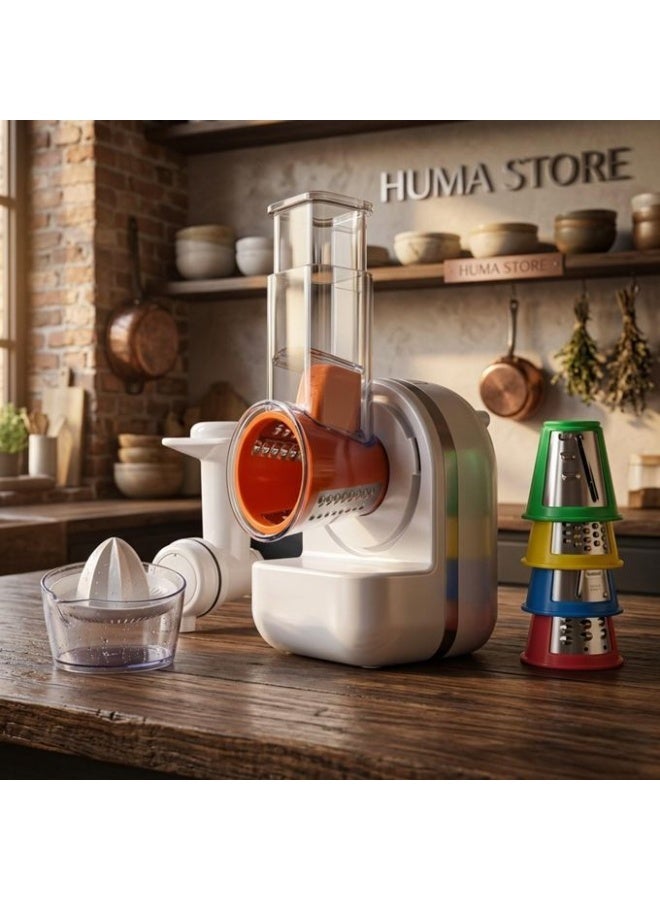 DSP KJ3001 3-in-1 Food Processor 150W with Citrus Juicer, Frozen Dessert Maker & Vegetable Slicer/Shredder, Interchangeable Drum Attachments, White - Image 3