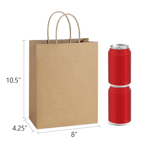 BagDream 25Pcs Brown Gift Bags 8x4.25x10.5 Kraft Paper for Gifts, Shopping Retail Merchandise Grocery Sacks, Brown Paper Bags with Handles Bulk Medium - Image 2