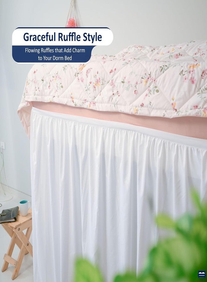 Cottingon Dorm Room Bed Skirt, 100% Microfiber, White, Twin XL-32 Drop - Image 4