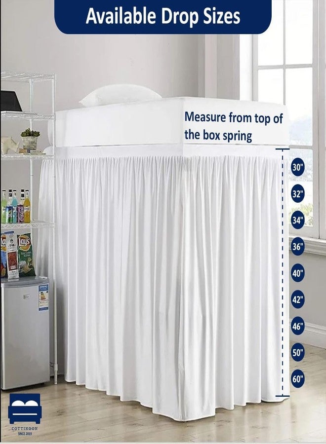Cottingon Dorm Room Bed Skirt, 100% Microfiber, White, Twin XL-32 Drop - Image 3
