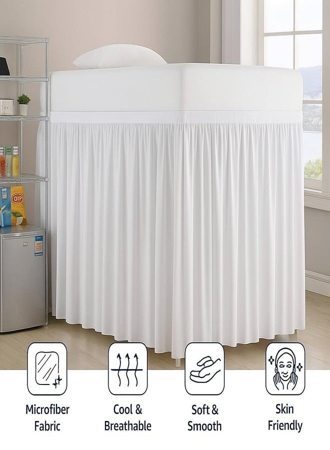 Cottingon Dorm Room Bed Skirt, 100% Microfiber, White, Twin XL-32 Drop - Image 2