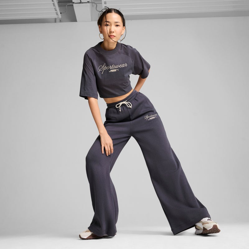 PUMA CLASSICS+ Womens Grey Relaxed Sweatpants - Image 3