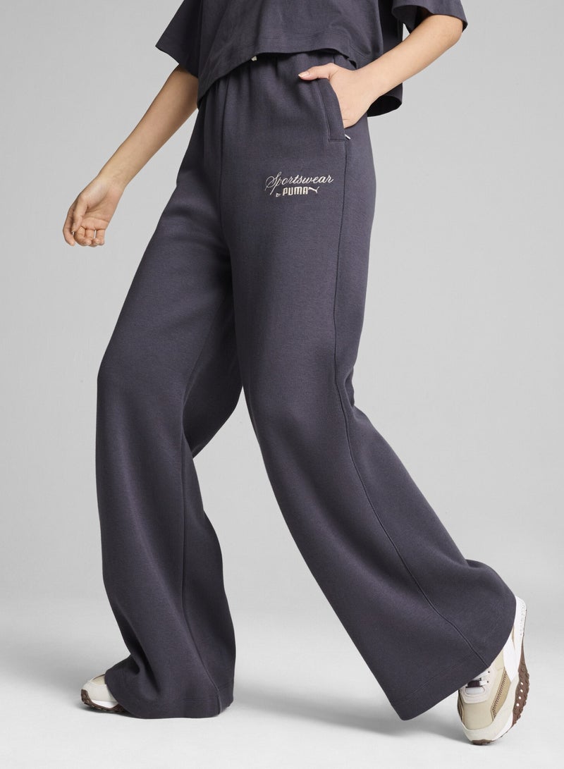 PUMA CLASSICS+ Womens Grey Relaxed Sweatpants - Image 1