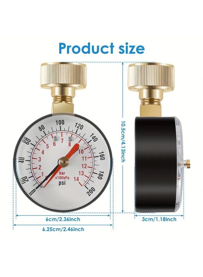 Stainless Steel Water Pressure Test Gauge 60 200 PSI Dual Scale Quick Connect - Image 4