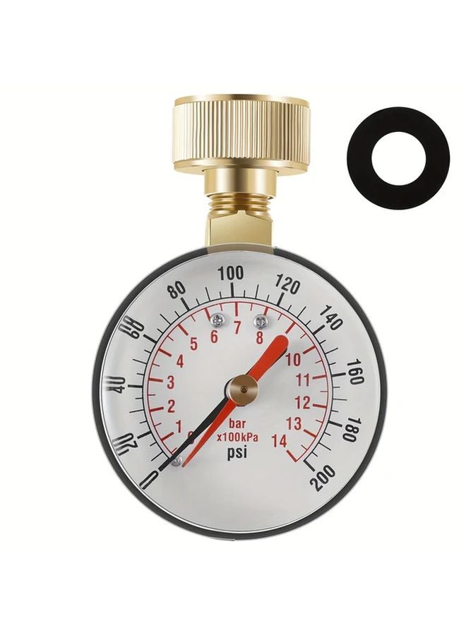 Stainless Steel Water Pressure Test Gauge 60 200 PSI Dual Scale Quick Connect - Image 1